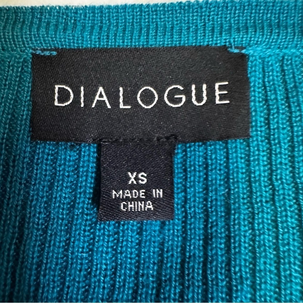 DIALOGUE Teal Cardigan Sweater Top Size XS Fit and Flare Long Sleeve 3 Buttons - Picture 5 of 12